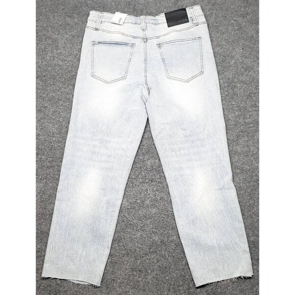 Rue21 Jeans Mens 32X34 Blue Denim Loose Crop Supreme Flex Distressed Stretch New - Picture 2 of 12